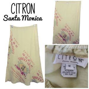 CITRON SANTA MONICA SWEET LEMON LINEN SKIRT SIZE M